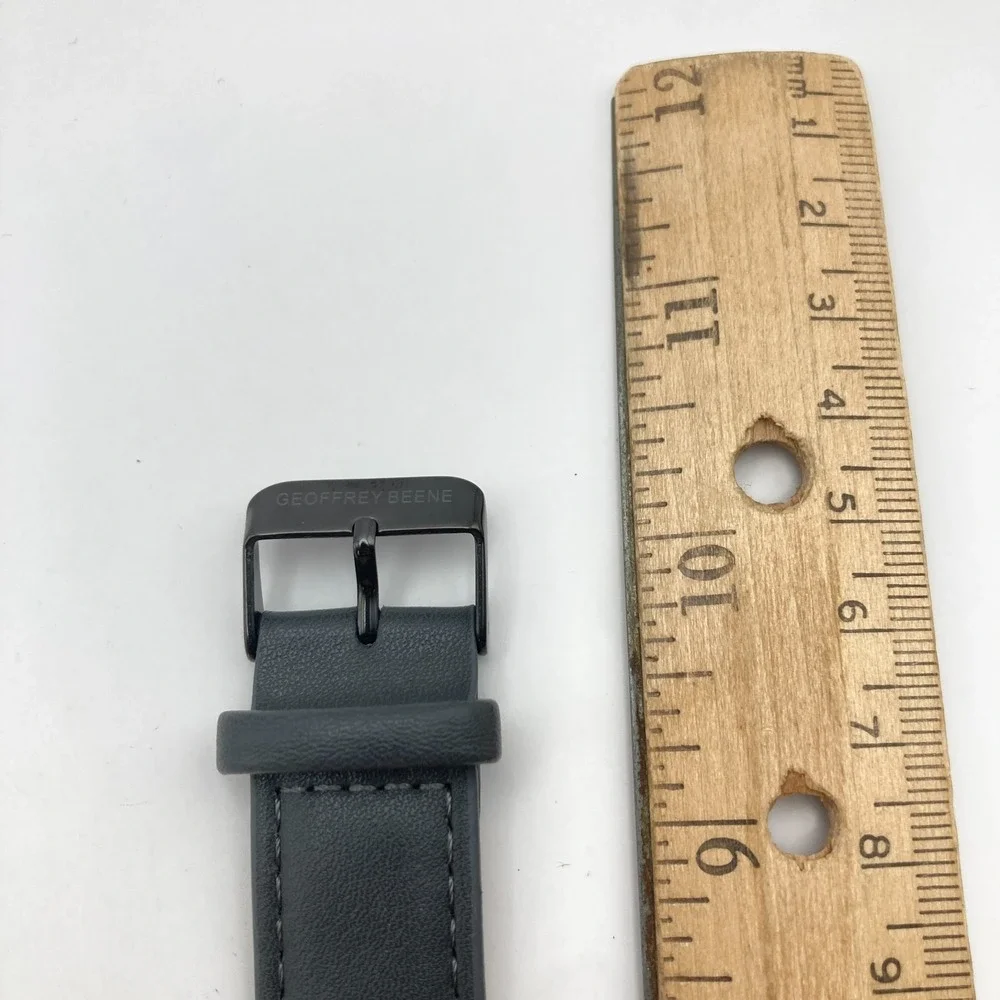 Geoffrey Beene Men's Watch 43mm Black Diamond Gray Band New Battery 10